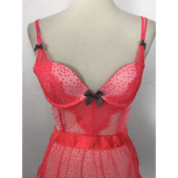 Victoria's Secret Lingerie Lace Polka Dot Mesh Babydoll Apron - Picture 2 of 9